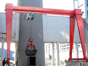 Single beam grab bucket gantry crane